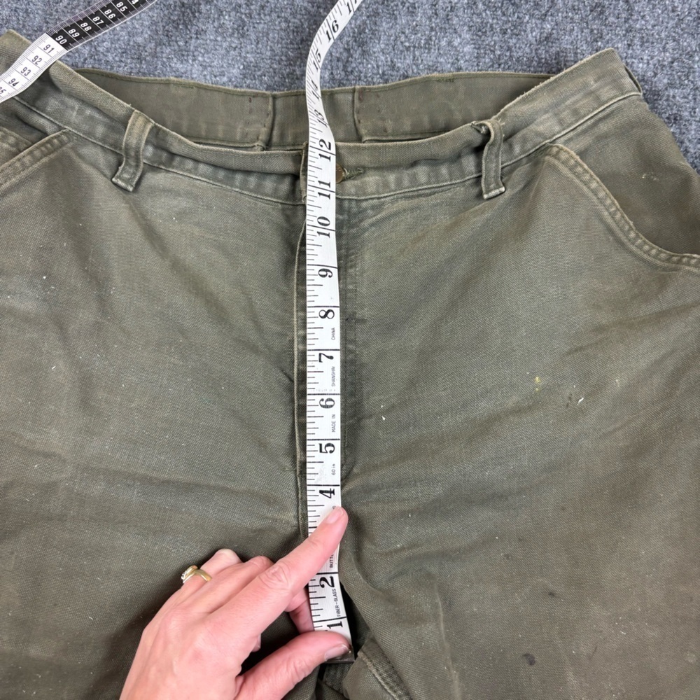 CARHARTT Men’s Grey/green Khaki Utility Cargo Work Pants Worn size: 34 - Picture 8 of 9